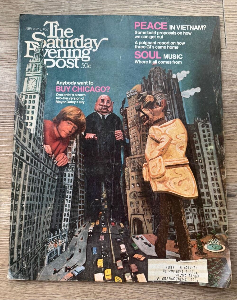 The Saturday Evening Post February 8 1969 Mayor Daley Chicago Vietnam Soul Music